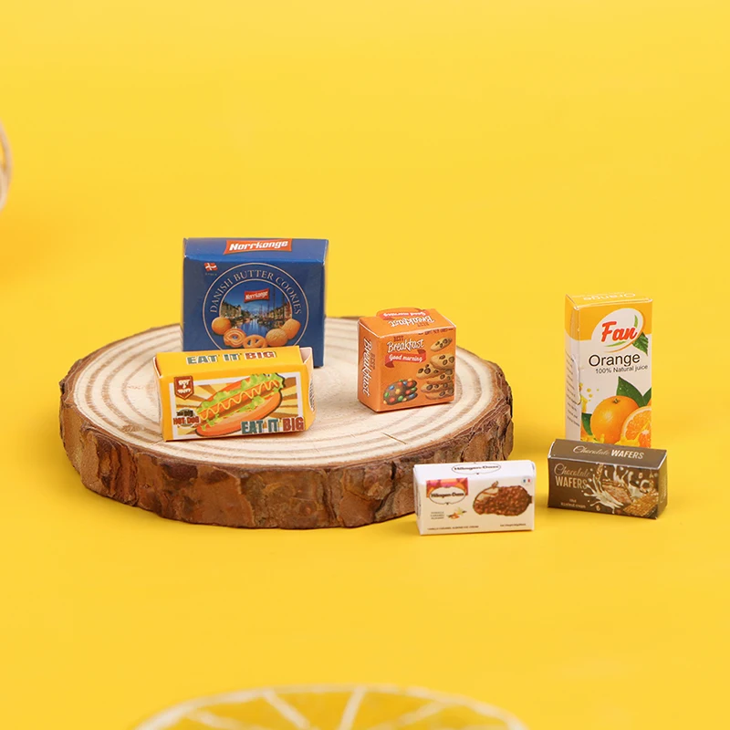 

Hot Sale！6Pcs/Set Food And Beverage Case Miniature Accessories Dollhouse Miniature Food And Beverage Case Box Model Toys