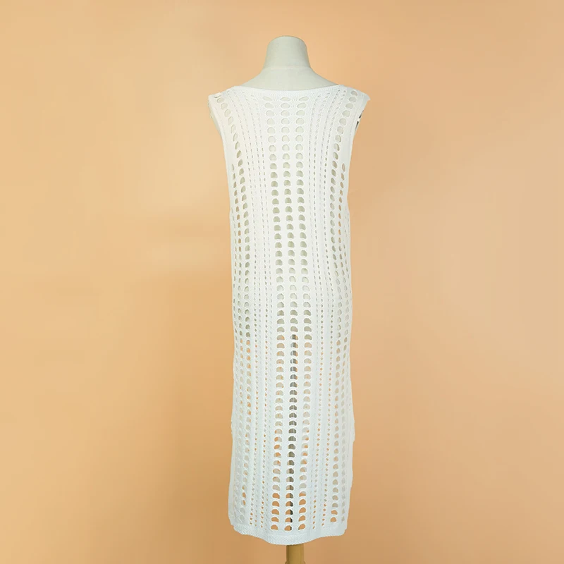 Сексуальное пляжное платье с вырезами Женский вязаный купальник без рукавов V
