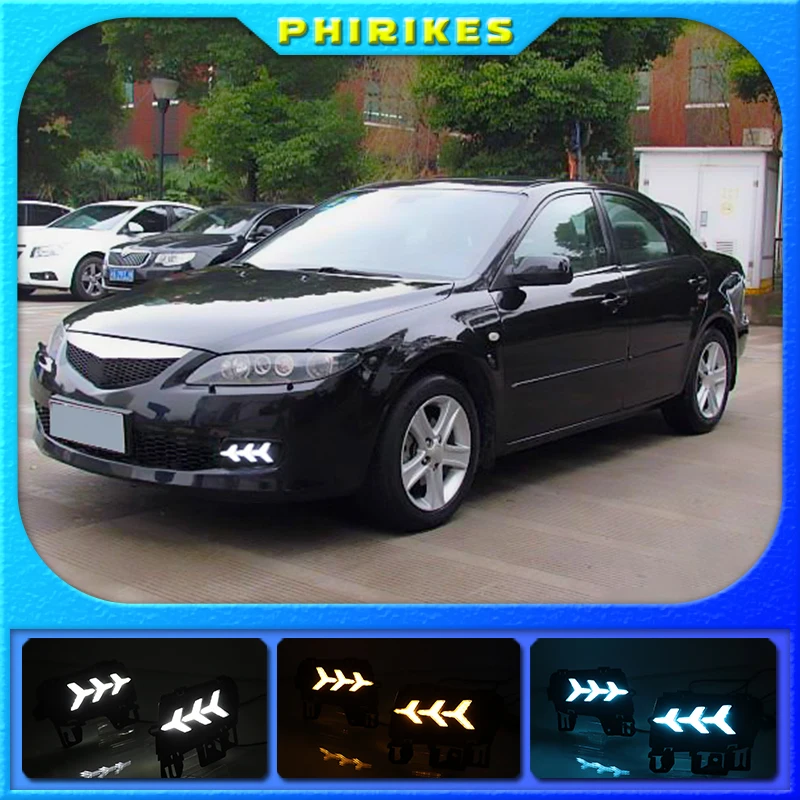 

1Pair For Mazda 6 Mazda6 2006 2007 2008 2009 LED DRL Daytime Running Light Daylight Waterproof with yellow Signal