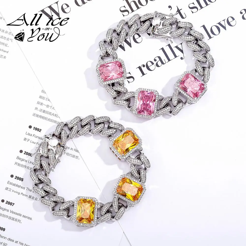 ALLICEONYOU новый большой квадратный сверкающий кубический цирконий 13 мм кубинский