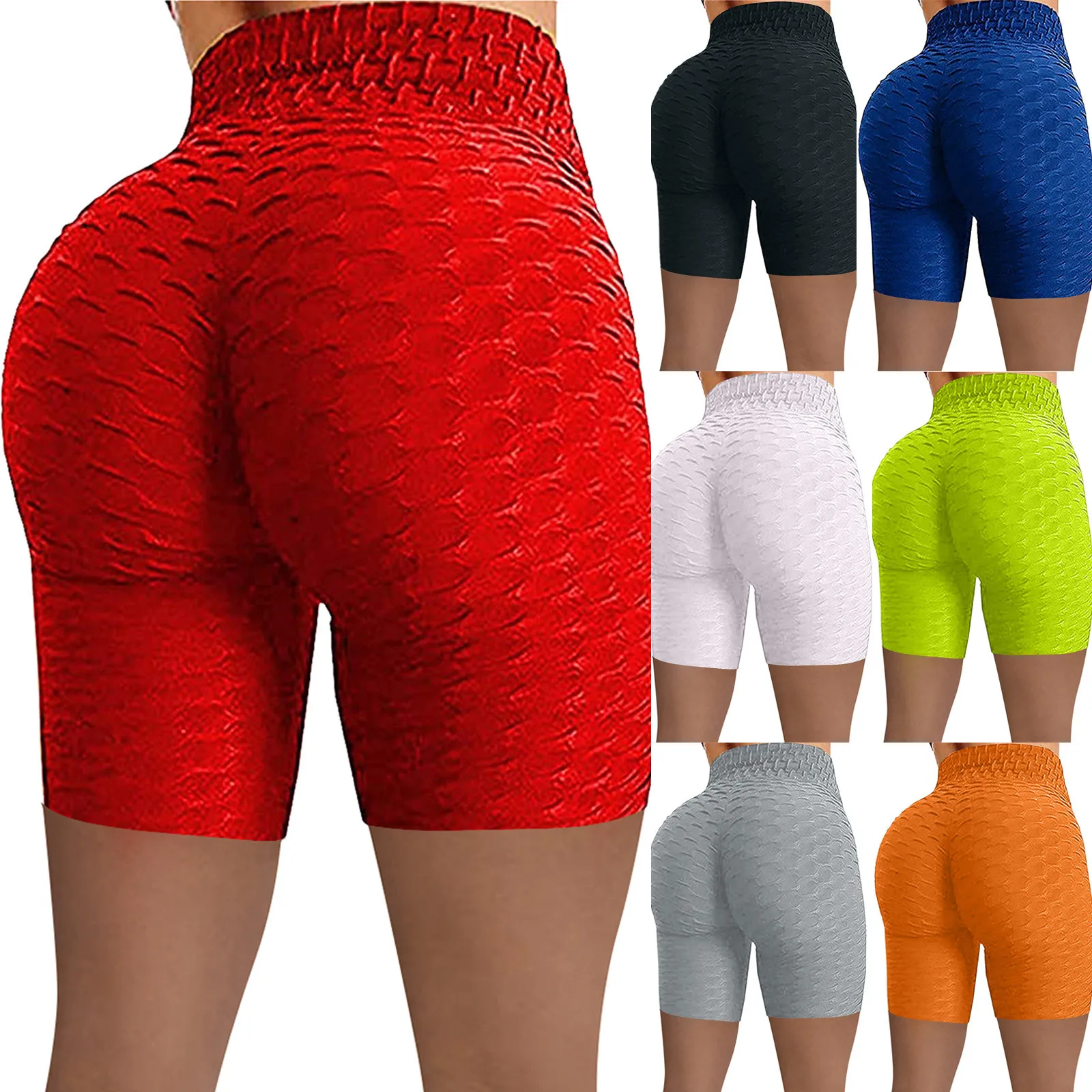 

Mujer Shorts Women Wrinkled Skinny Shorts High Waist Hip Stretch Running Fitness Yoga Pants Biker Shorts Short Femme 2021 S-2xl