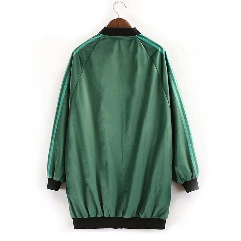 Женский тренч на молнии с принтом головы тигра зеленый большого размера длинным