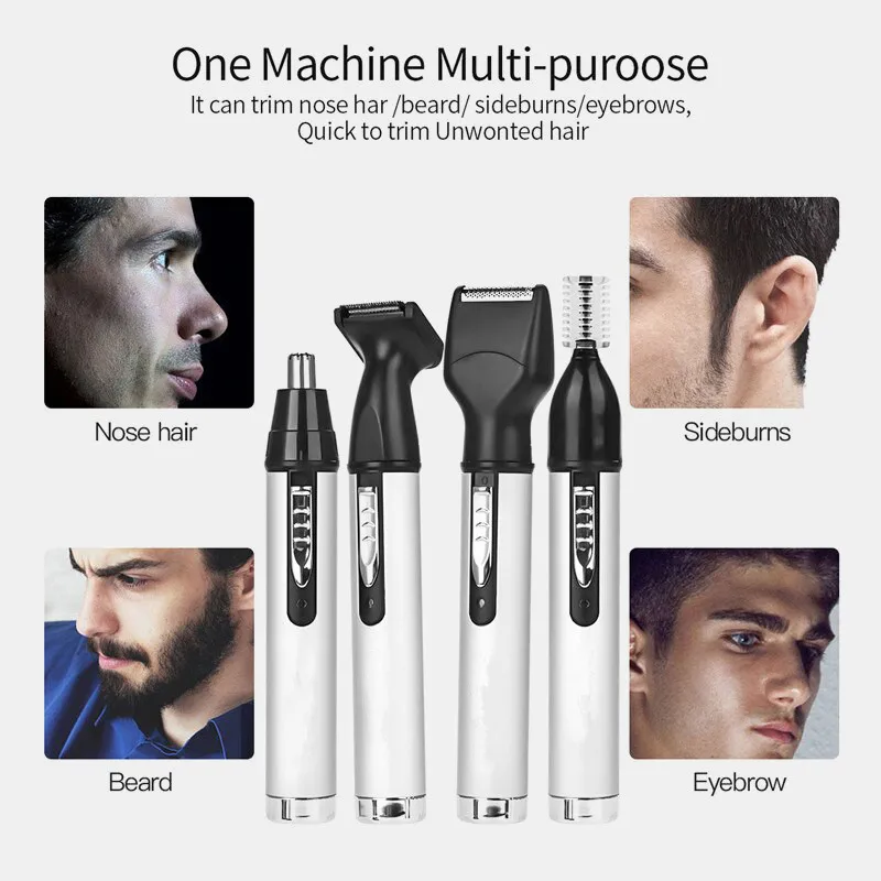 4 In 1 Multifunction Electric Nose Hair Trimmer Male Rechargeable Hairstyle Mini Shaver Ear Eyebrow Shaving Kit | Красота и здоровье