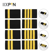1 pair pilot captain gold stripes bar epaulets uniform professional decoration shoulder boards epaulette diy badges for clothing