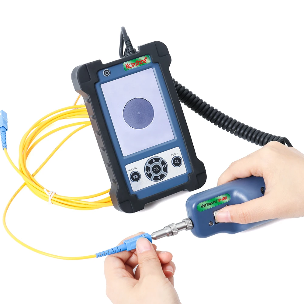 

Komshine KIP-600V Fiber Optic Inspection Probe with USB Fiber Optic Connector MicroScope 400X Magnification 3.5 inch LCD Display