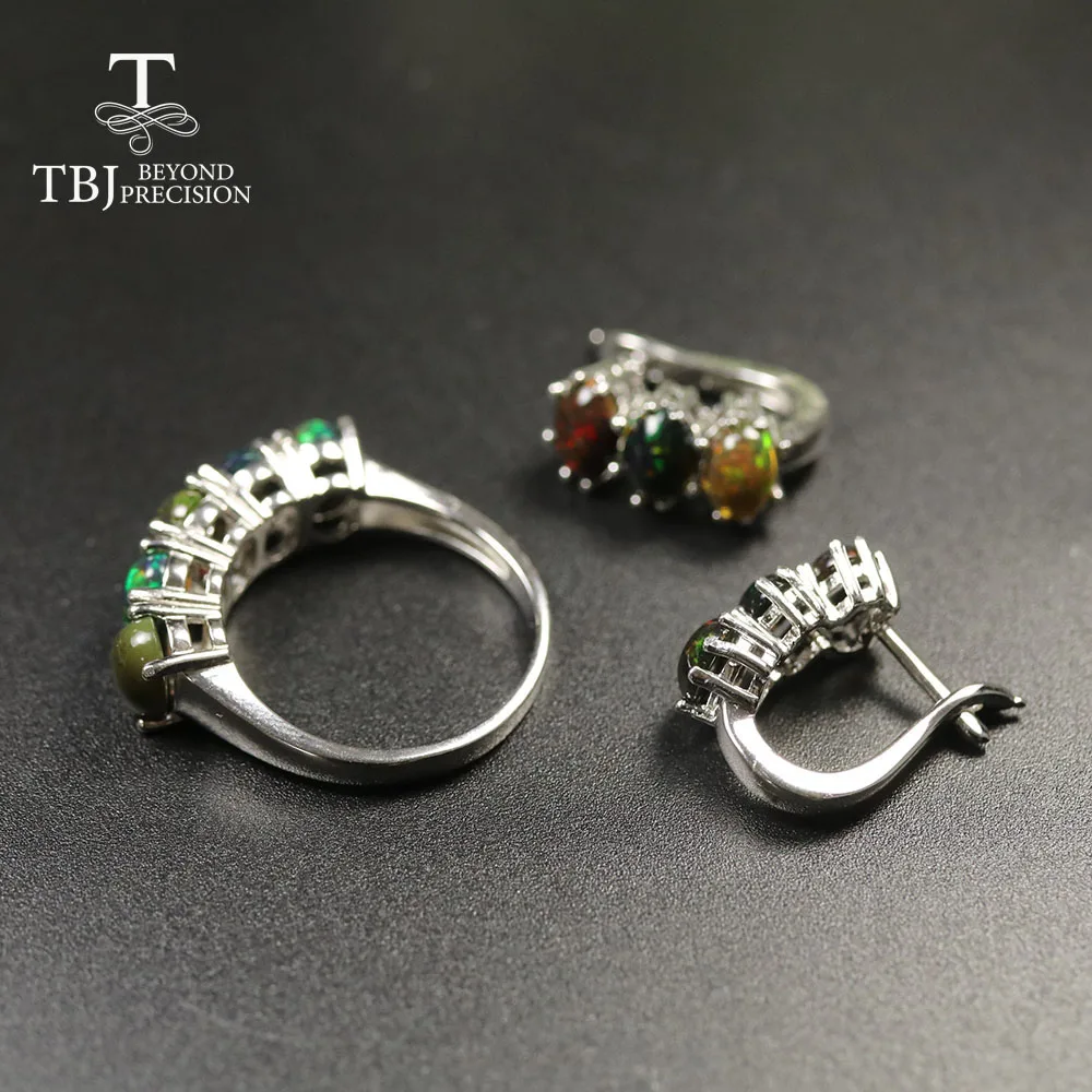 9ct Эфиопский Черный Опал ювелирный набор овальный 5*7 мм Стерлинговое Серебро 925