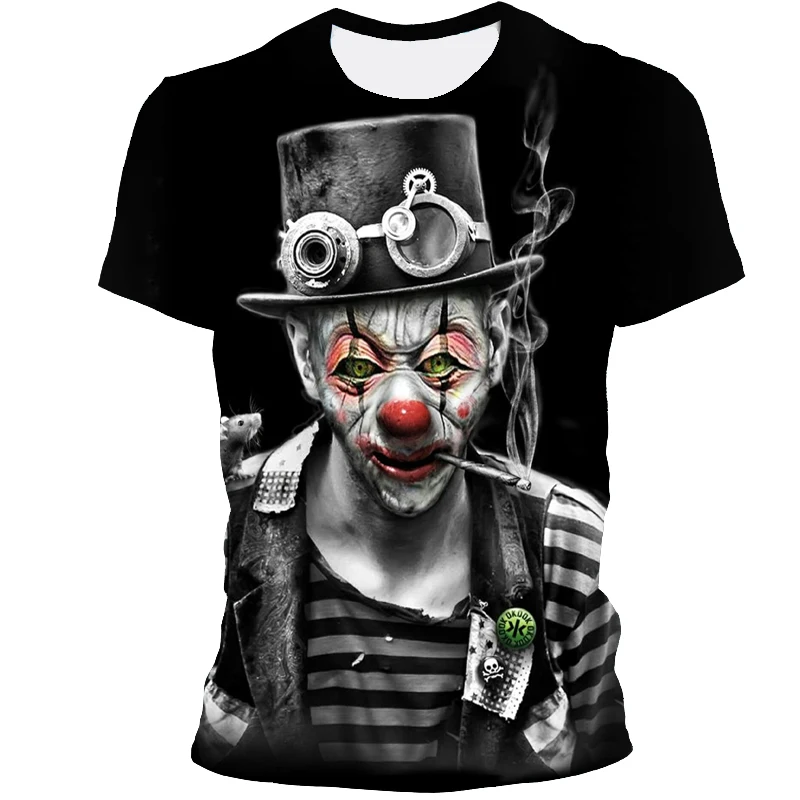 

2021 new cool clown men's printed T-shirt funny clown face shirt 3D printing fashion short-sleeved round neck shirt fashion stre