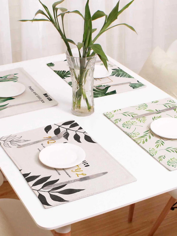 Маленькие свежие зеленые листья искусственная ткань коврик чайное полотенце