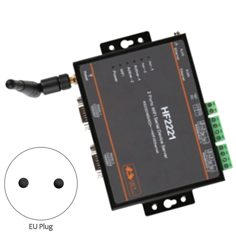 HF2221 2 порта Wifi Серийный Сервер устройств RS232/RS422/RS485 для Ethernet / Wi-Fi F22500 (штепсельная