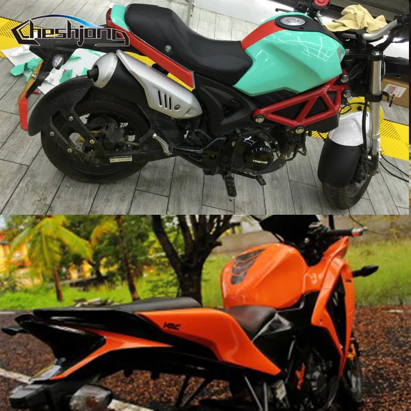 Глянцевая виниловая пленка оранжевого и синего цвета самодельная наклейка для