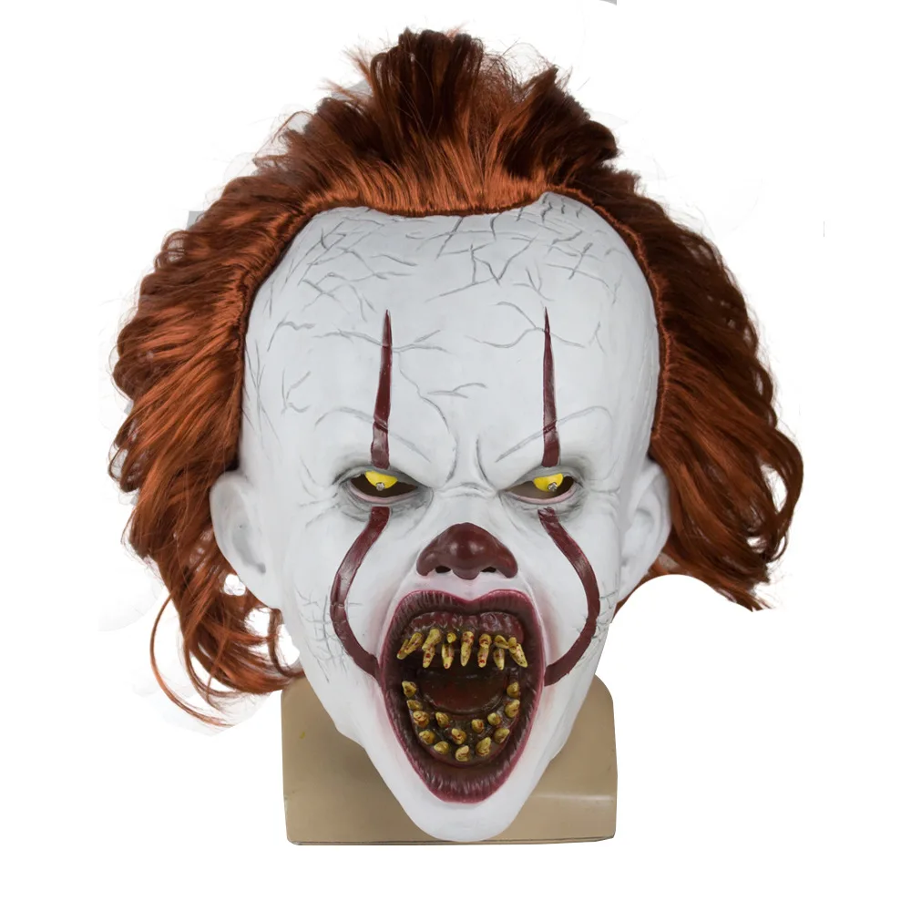 Pennywise маска клоуна Стивен Кинг Это латекс светодиодный маска ужаса принадлежности на хеллоуин для косплея