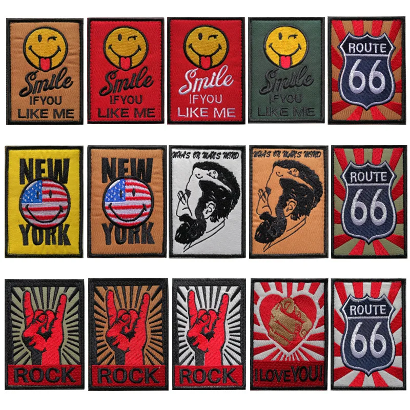 Вышивка 3D тканевая наклейка на липучках этикетка со смайликом в Нью Йоркском и