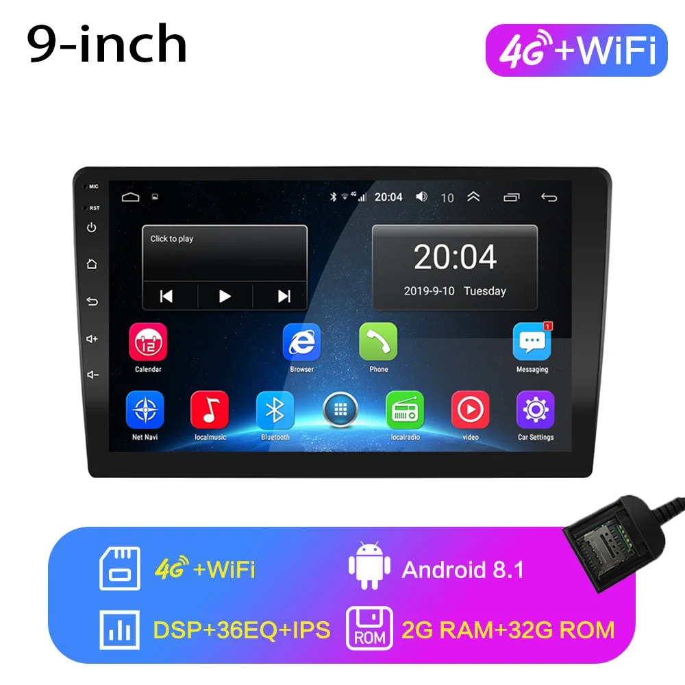 4G-WIFI 2G-32G 2G+ 32G 2din Android 8,1 GO Автомобильный мультимедийный видео плеер 9 дюймов универсальный автомобильный Радио gps навигация wifi плеер, без DVD - Цвет: 4G-WIFI 2G-32G