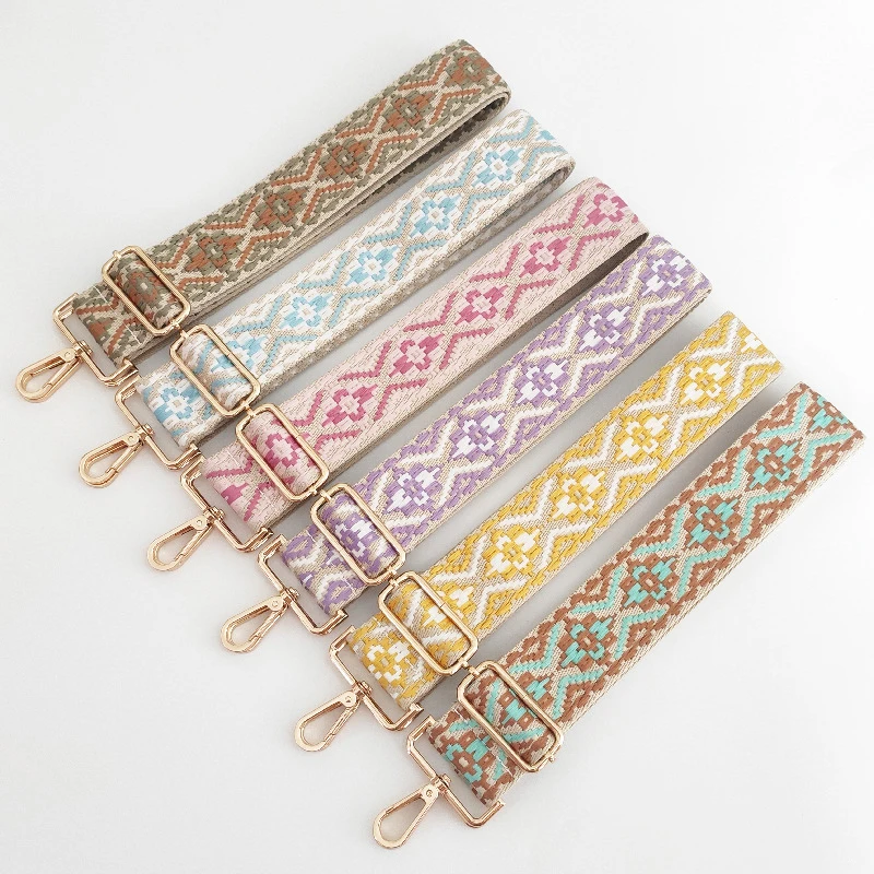 Color Ethnic Style Jacquard Wide Shoulder Strap Adjustable All-match Bag Straps All-match Colorful Straps New Bag Accessories