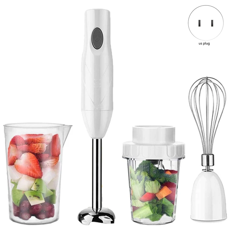 

Immersion Hand Blender 4-In-1 Powerful Speed Control Stick Blender Milk Frother Egg Whisk Puree Infant Food - US Plug