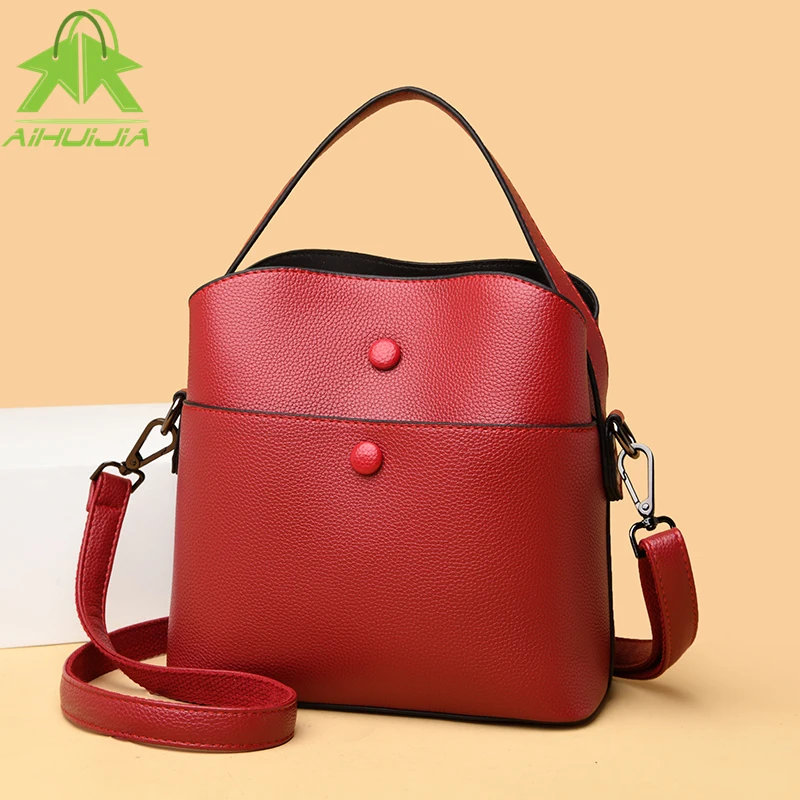 

Модные однотонные женские сумки, брендовая дизайнерская сумка через плечо, Высококачественная сумка-мессенджер из искусственной кожи, рос...