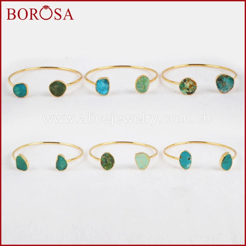 Золотистые гальванизированные бриллиантовые браслеты BOROSA 5 шт. свободная форма