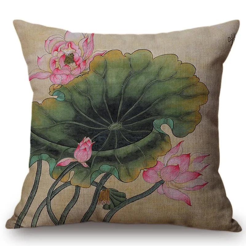 

Хлопковые чехлы для подушек с принтом "Девушка Лотос"