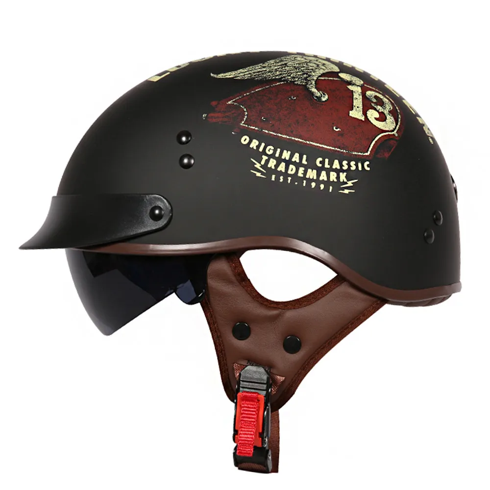Cruiser Motorcycle Helmet Open Face Half Vintage T553 Moto Casque Casco motocicleta Capacete DOT Men's Helmets | Автомобили и