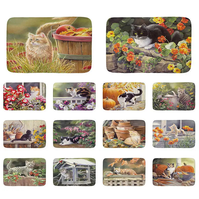 Милый котенок котик печатные фланелевые Коврики для пола противоскользящие Tapete