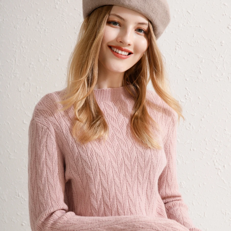 

Women's half turtleneck knitted sweater for women winter wool sweater warm pullover long sleeves casual striped thick jumpers