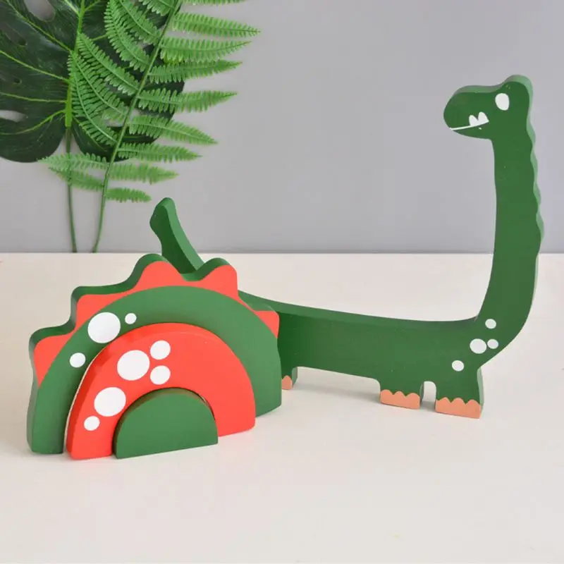 

1Set Children Wooden Dinosaur Building Blocks Jigsaw Puzzle Stacking Game Bricks