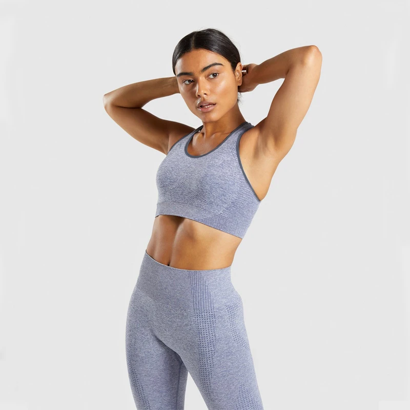 Комплект для йоги ультра тянущийся бесшовный бюстгальтер и леггинсы спортзала