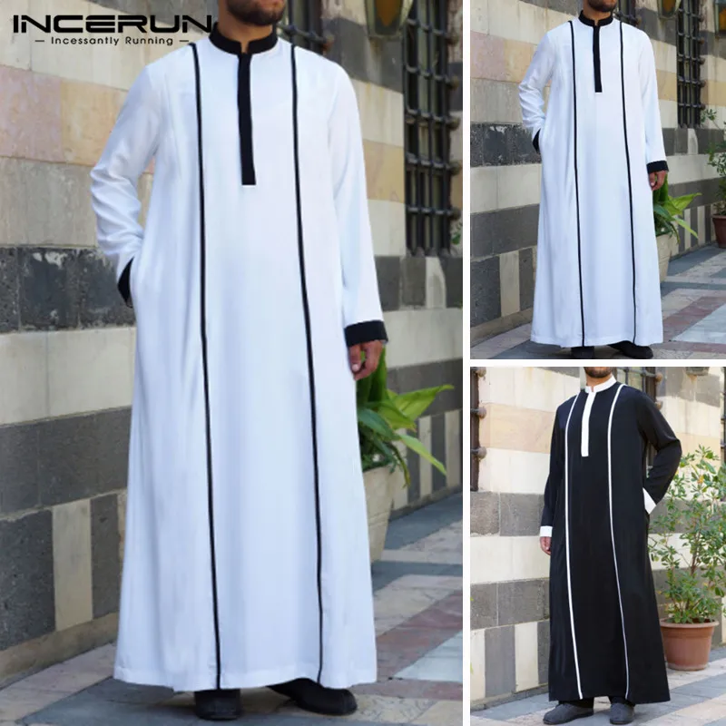 INCERUN мусульманский Арабский исламский кафтан Для мужчин с длинными рукавами в