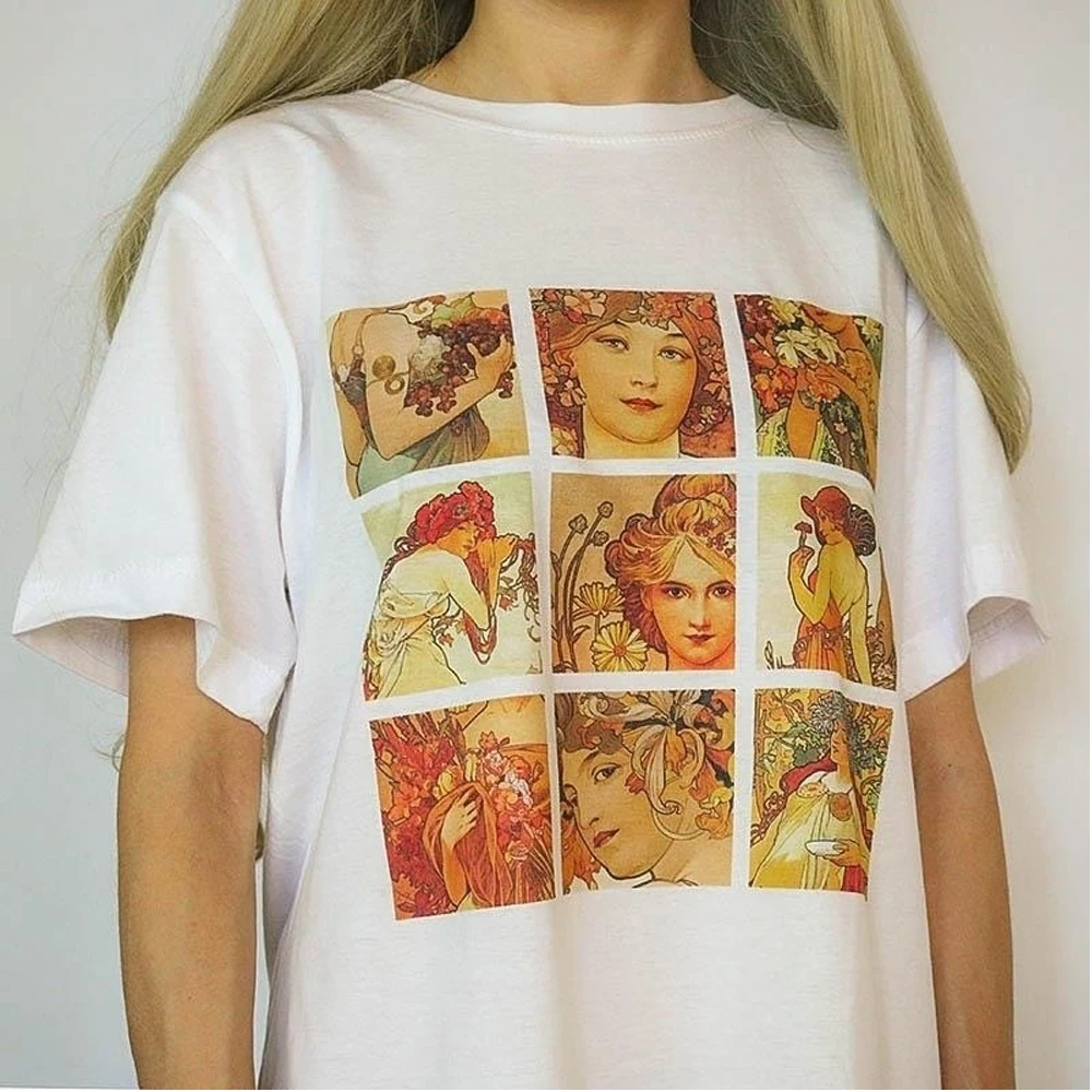 Футболка с принтом Ван Гога Alphonse Mucha летняя Модная хлопковая футболка унисекс