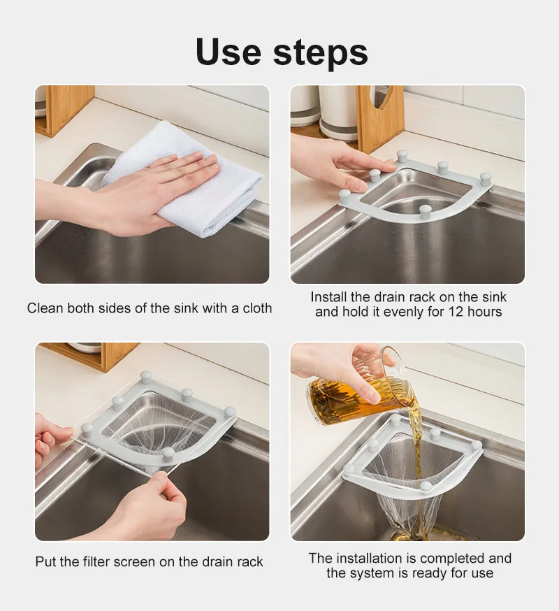 

Inverted Triangular Hanging Sink Strainer Drain Net Bag With Bracket Soup Separation Sink Filter Net Bag Kitchen Storage Shelf