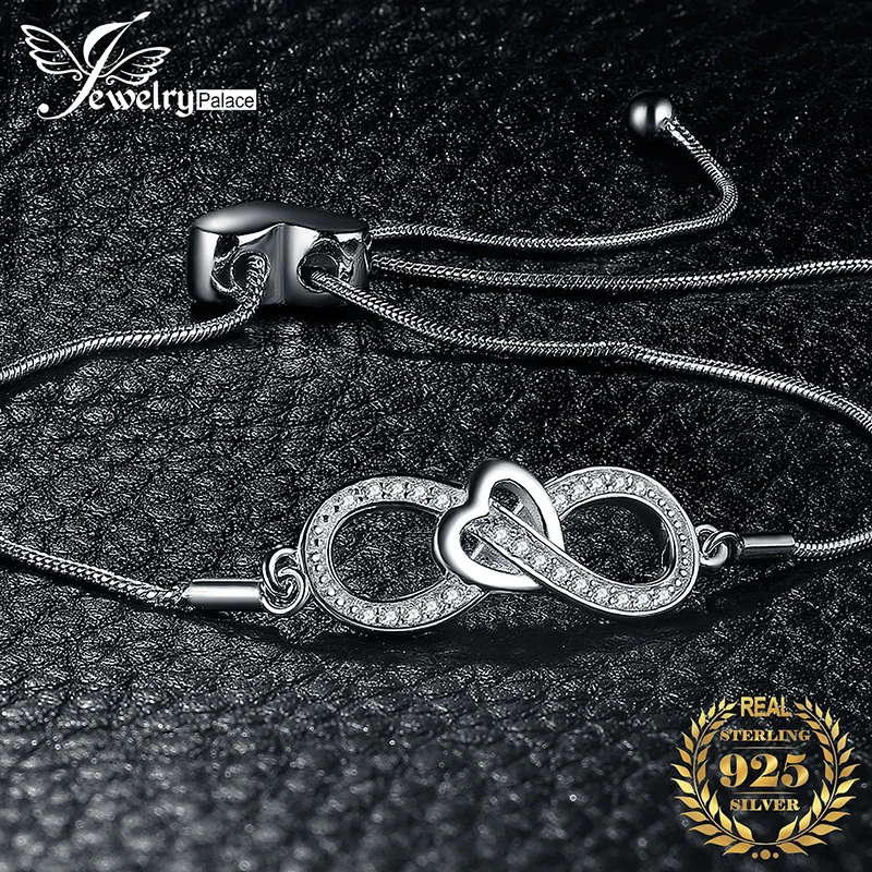 JewelryPalace бесконечность сердце 0.1ct кубический цирконий регулируемый браслет