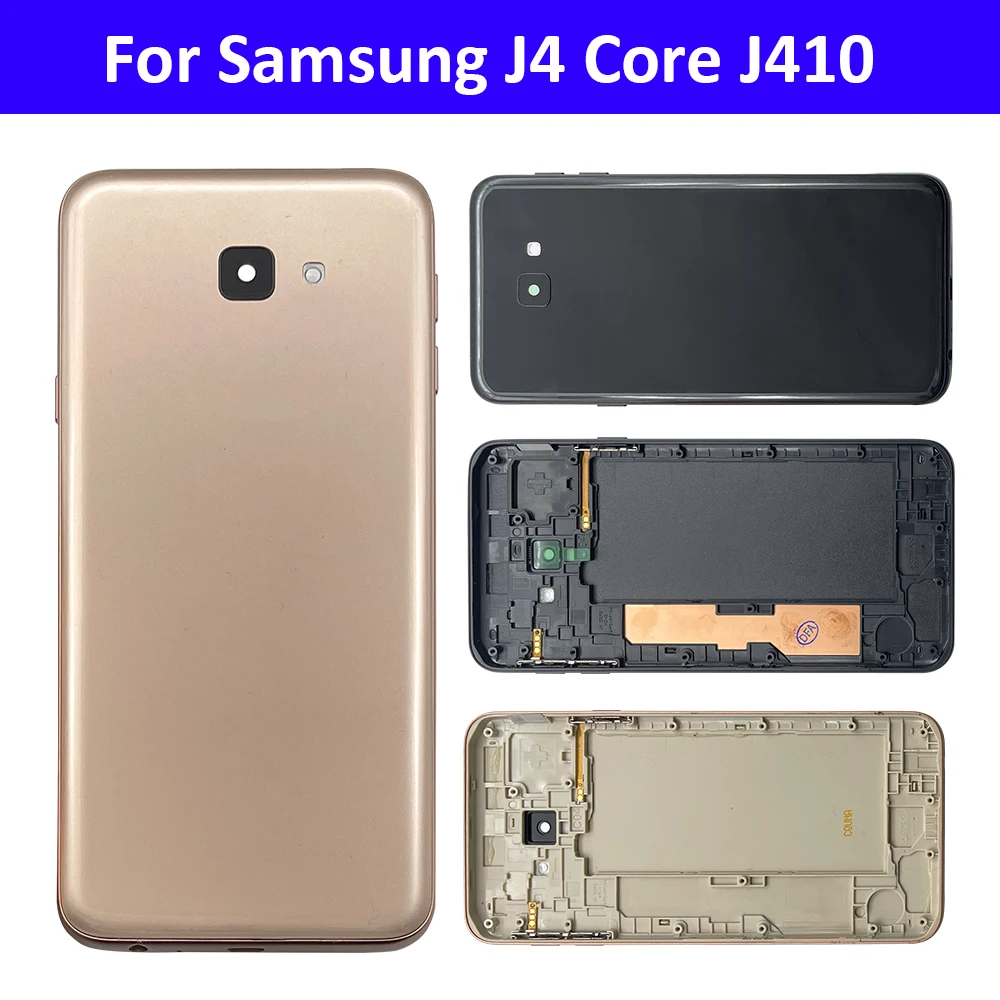 

Для Samsung Galaxy J4 Core SM-J410 J410F J410 задняя дверь чехол батарея задняя крышка корпуса задняя крышка с боковой кнопки с объективом