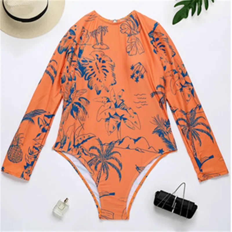 

Women\u2019s Sexy Backless Bikini Personality Plant Printing Tight Beach 2021 Mujer Swimsuit Ropa Swimwear Beach Summer Swimming