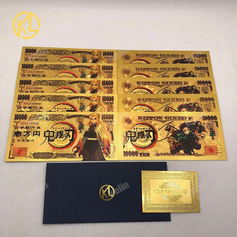 

New Tape Japan Anime Demon Slayer Kamado Tanjirou Kamado Nezuko Agatsuma Zenitsu Gold Plastic Cards for Gift and collection