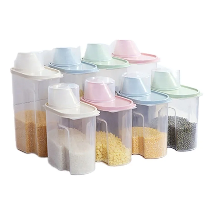 

2022 1.9/2.5L Cereal Dispenser With Lid Storage Box Plastic Rice Container Food Sealed Jar Cans For Kitchen Grain Dried Fruit