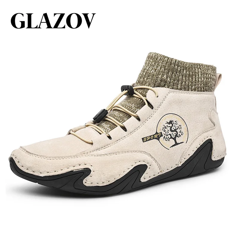 Мужские Винтажные ботинки GLAZOV из натуральной кожи ковбойские ботильоны мужские
