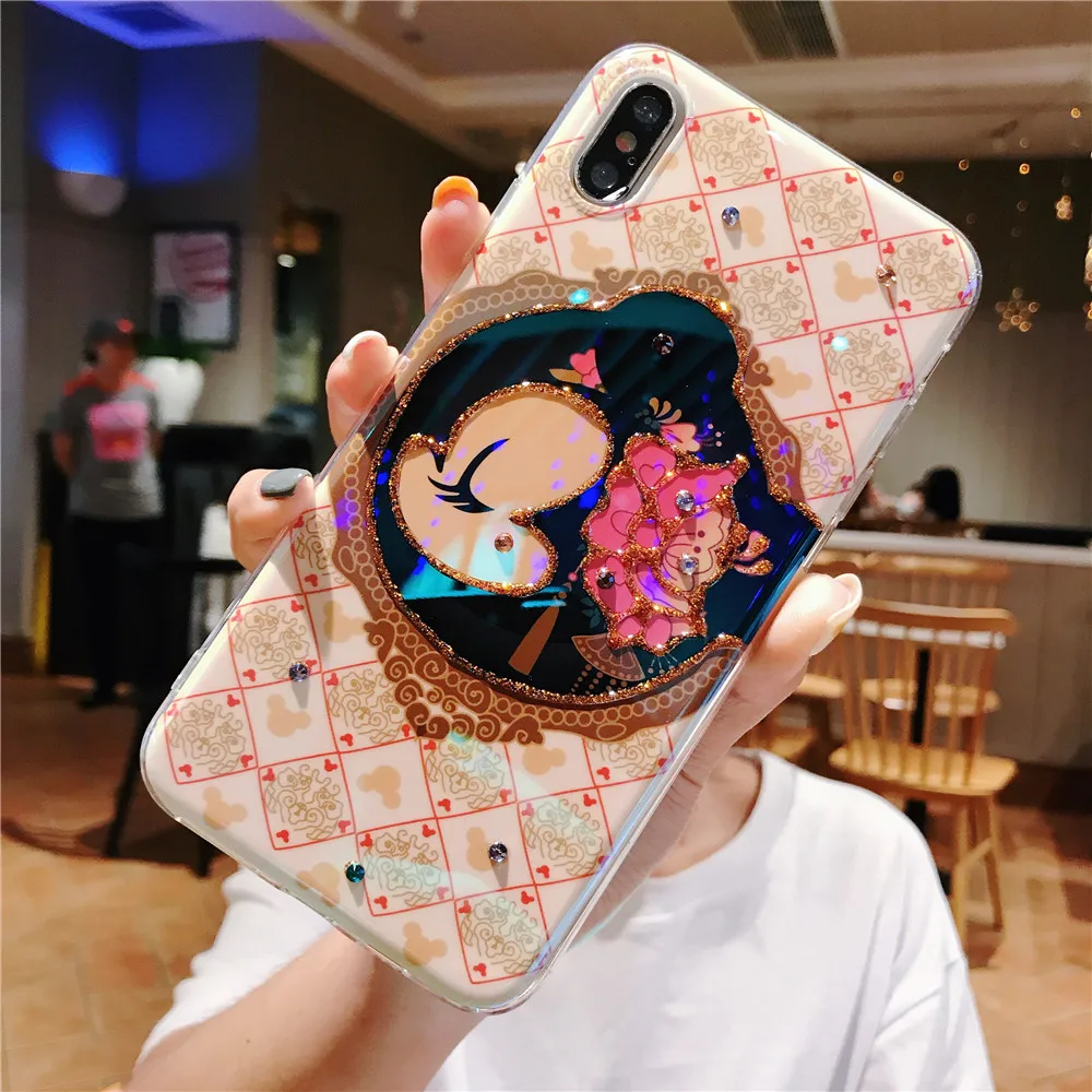 Милый чехол для Iphone 8 Plus 7 6S XR Cattoon блестящая оболочка X XS Max мягкий телефона