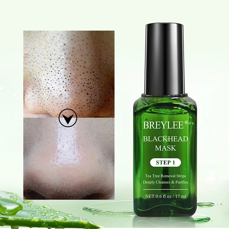 

BREYLEE Remove Blackhead Essence Shrink Pores Tea tree Essence Black Peeling Mask Oil-Control Face Mask Whitening Care17ML