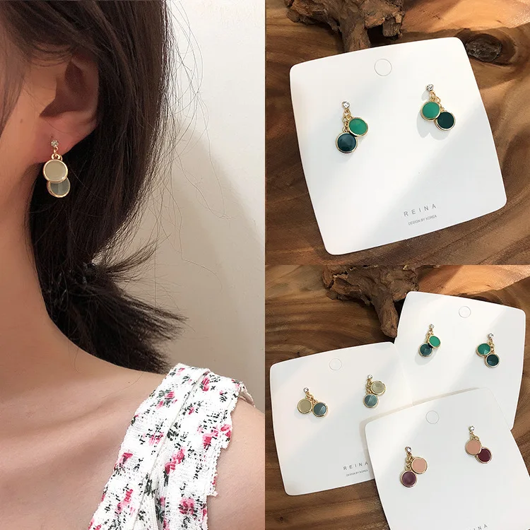 S925 Серебряные модные мини серьги для женщин темпераментные контрастного цвета