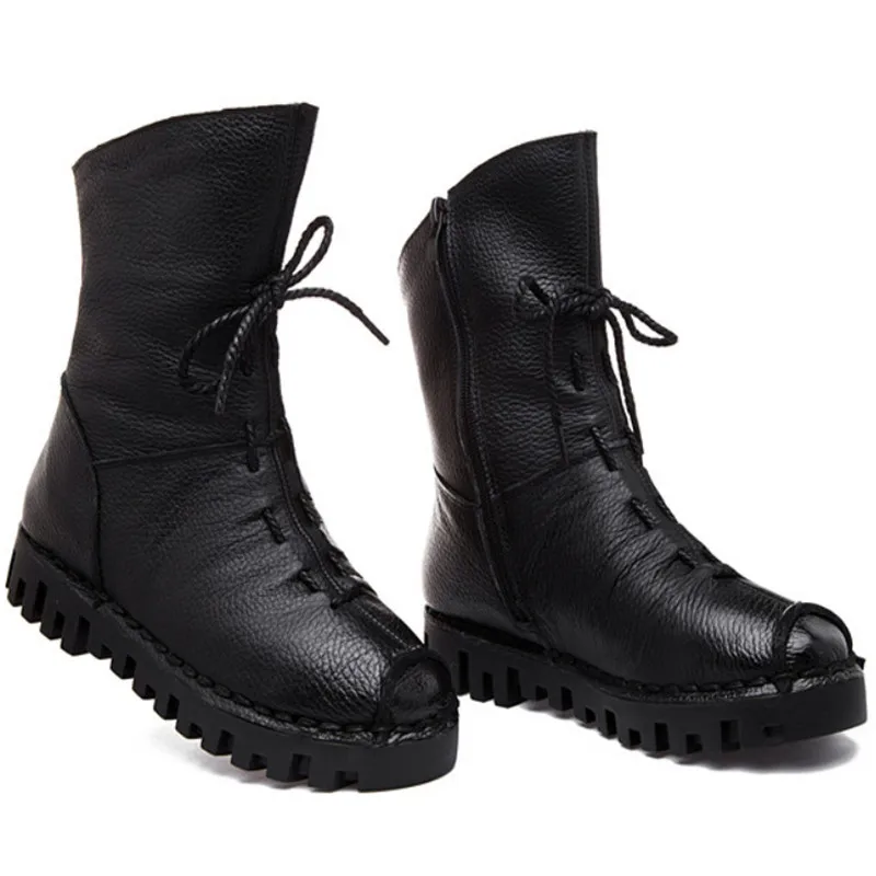 Новинка Модные Качественные Женские ботинки из спилка Зимняя обувь Повседневные