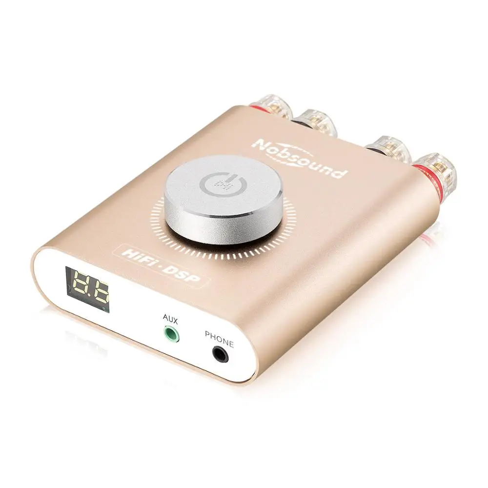 Золотой Nobsound HiFi NS-20G Hifi DSP стерео усилитель для наушников Мини Bluetooth 5,0 TPA3116 цифровой усилитель мощности 200 Вт без адаптера - Цвет: Золотой