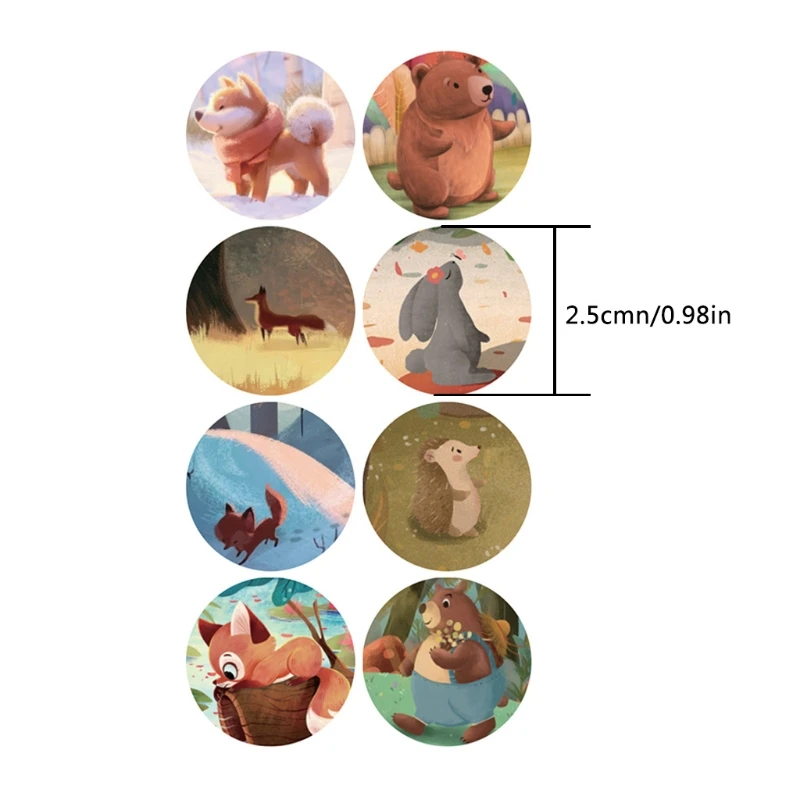 

1 Roll Cute Cartoon Animal Print Label Stickers Craft Per Roll Stationery Adhesive Sealing Baking Paper Stickers Label