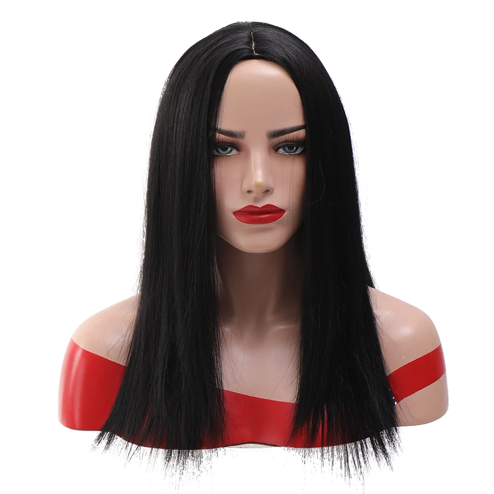 

HOUYAN Pink Long Straight Hair Synthetic Wig Ladies Hair Band Synthetic Heat-resistant Fiber Closed Daily/Party Wig