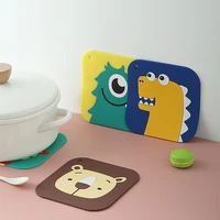 household thickening anti scalding dining table round square creative bowl mat cartoon cute coaster hanging silicone