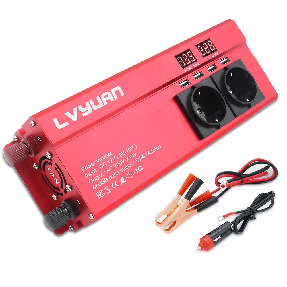 $53.99 Car Inverter 2600W Peak DC 12V/24V To AC 220V LED Display & EU Plug Power Inverter Volts Converter Charger Inversor Transformer