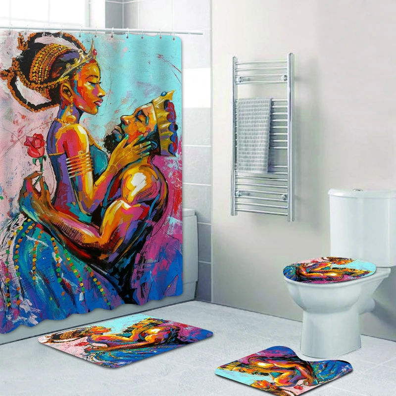 Сексуальная черная занавеска для душа пар африканская американская женская