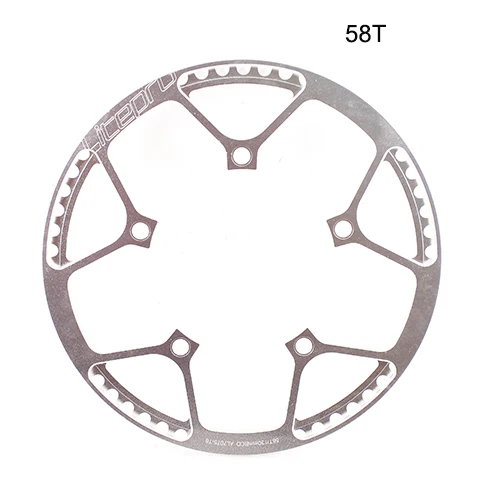 58T Sliver chainring Litepro трек велосипедный шатун бензопила 130BCD 41T 45T 47T 53T 56T 58T одна скорость BMX цепь колеса 170 мм складной велосипед рукоятка - Color: 58T Sliver chainring