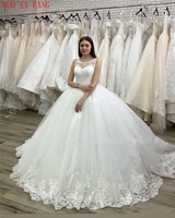 princess vestido de novia lace applique ball gown wedding dress 2022 arabic vintage plus size sequined white puffy tulle bridal