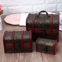 3pcs different sizes vintage wooden storage pirate treasure chest jewelry box
