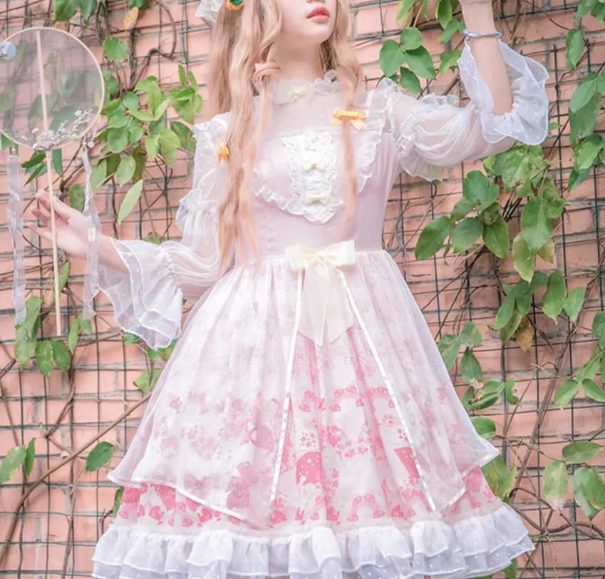 

Японское мягкое платье для девушек в стиле колледжа в стиле "Лолита", платье для op, винтажное платье для девушек "Принцесса викторианская", милое женское платье